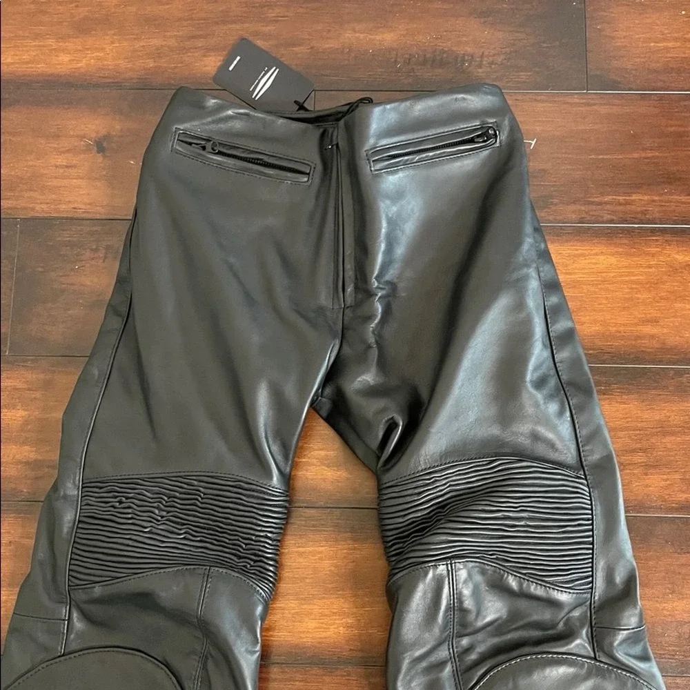 $895 Harley Davidson X Vanson Women Moto Leather Straight Pants size 2 Black NWT